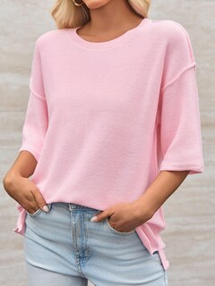 Foto 6 | Jersey Cicky Bell Para Mujer, Talla Extragrande, Manga 3/4, Tejido Rosa - Venta Internacional.
