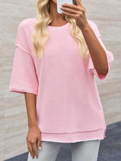Foto 7 | Jersey Cicky Bell Para Mujer, Talla Extragrande, Manga 3/4, Tejido Rosa - Venta Internacional.
