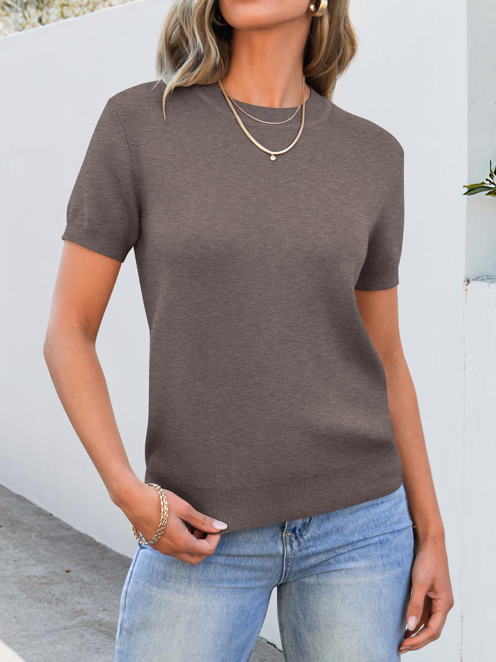 Foto 2 | Jersey Anrabess Para Mujer, Mezcla De Lana, Manga Corta, Color Café Xl - Venta Internacional.