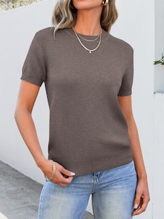 Foto 2 | Jersey Anrabess Para Mujer, Mezcla De Lana, Manga Corta, Color Café Xl - Venta Internacional.
