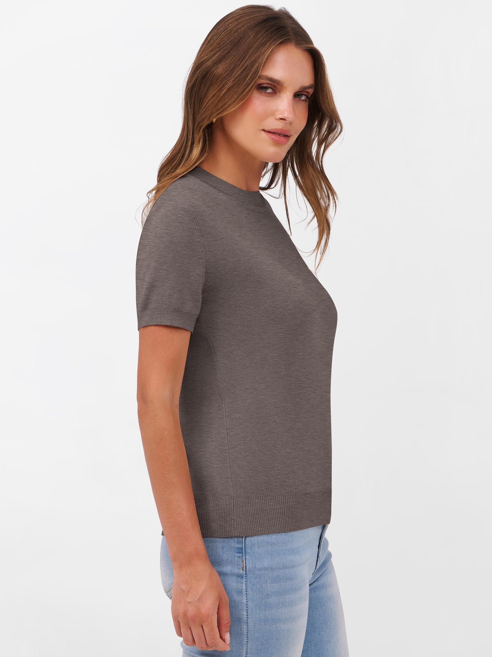 Foto 5 | Jersey Anrabess Para Mujer, Mezcla De Lana, Manga Corta, Color Café Xl - Venta Internacional.