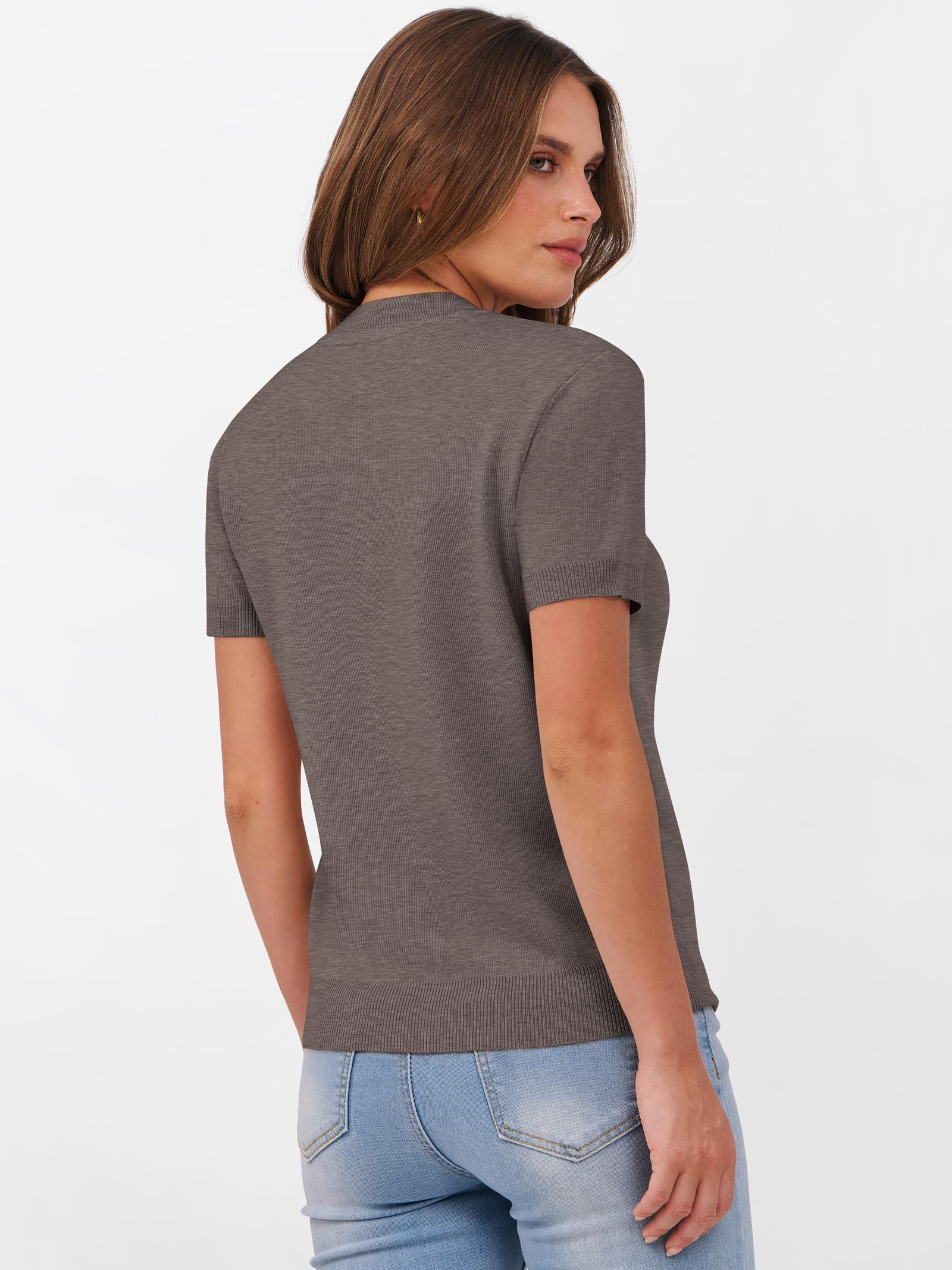 Foto 6 | Jersey Anrabess Para Mujer, Mezcla De Lana, Manga Corta, Color Café Xl - Venta Internacional.