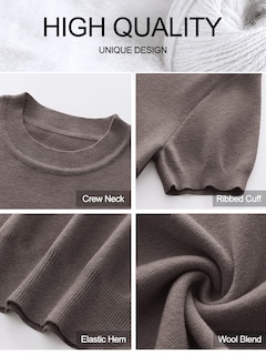 Foto 7 | Jersey Anrabess Para Mujer, Mezcla De Lana, Manga Corta, Color Café Xl - Venta Internacional.