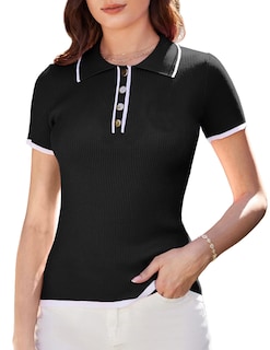 Foto 1 | Jersey Tipo Polo Grace Karin De Manga Corta Para Mujer, Color Negro, Talla S - Venta Internacional.