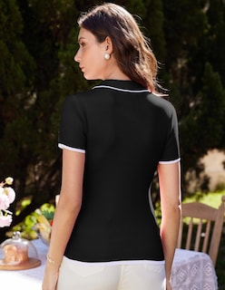 Foto 4 | Jersey Tipo Polo Grace Karin De Manga Corta Para Mujer, Color Negro, Talla S - Venta Internacional.