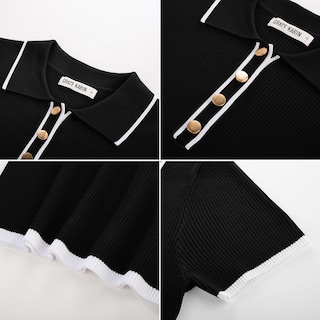 Foto 6 | Jersey Tipo Polo Grace Karin De Manga Corta Para Mujer, Color Negro, Talla S - Venta Internacional.