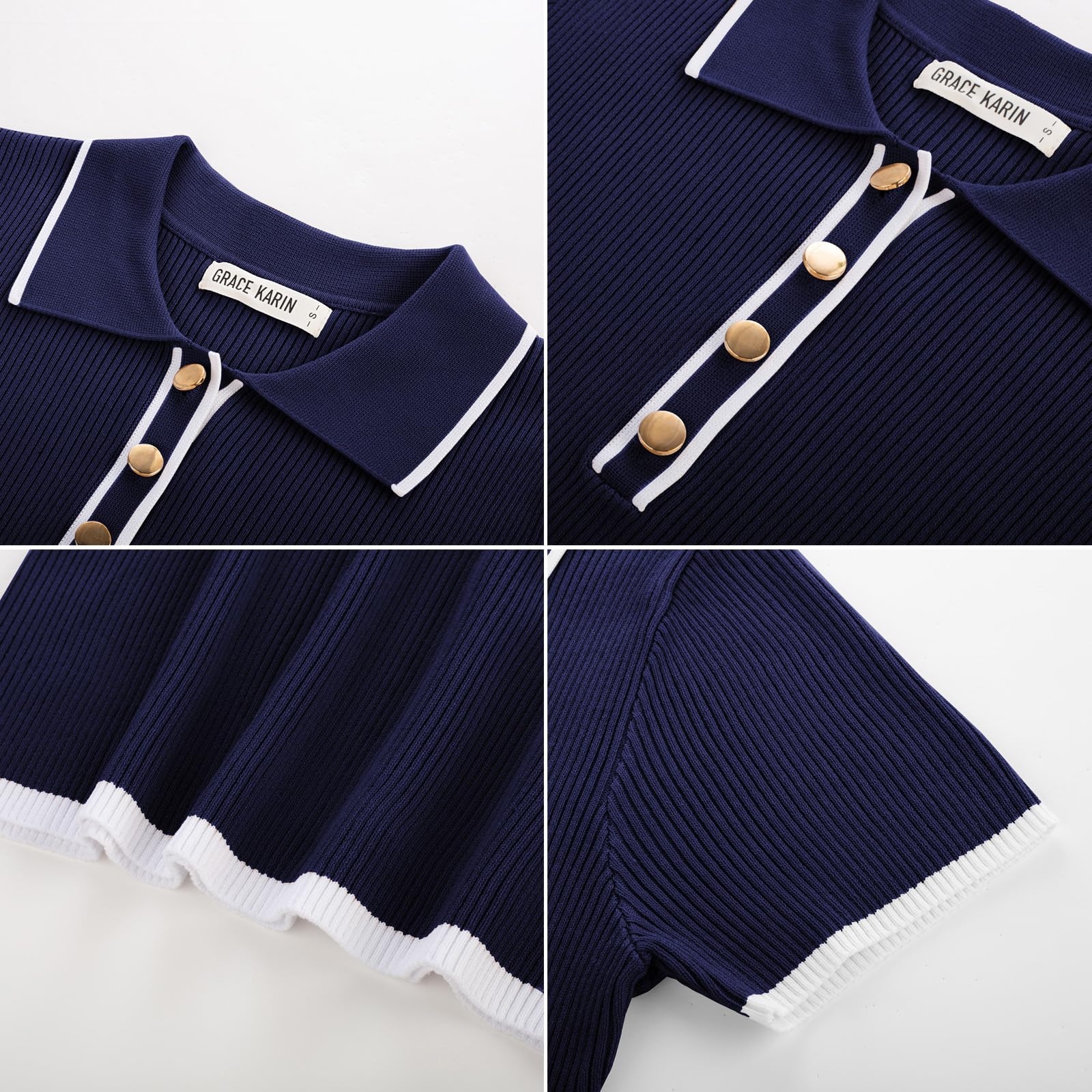 Foto 7 pulgar | Jersey Tipo Polo Grace Karin 2025 Para Mujer Azul Marino Talla S - Venta Internacional.