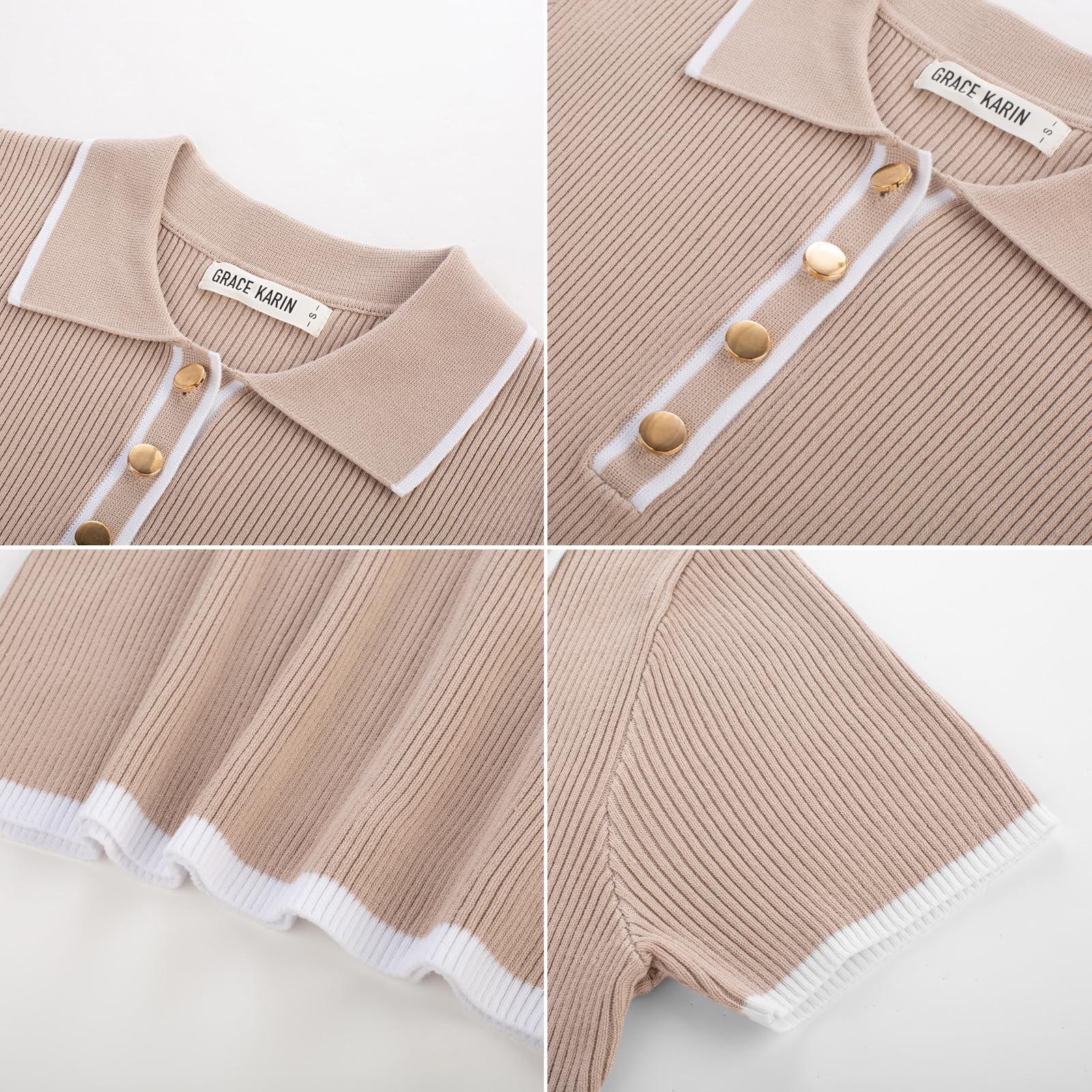 Foto 7 pulgar | Polo Grace Karin De Punto De Manga Corta Para Mujer, Talla Grande - Venta Internacional.