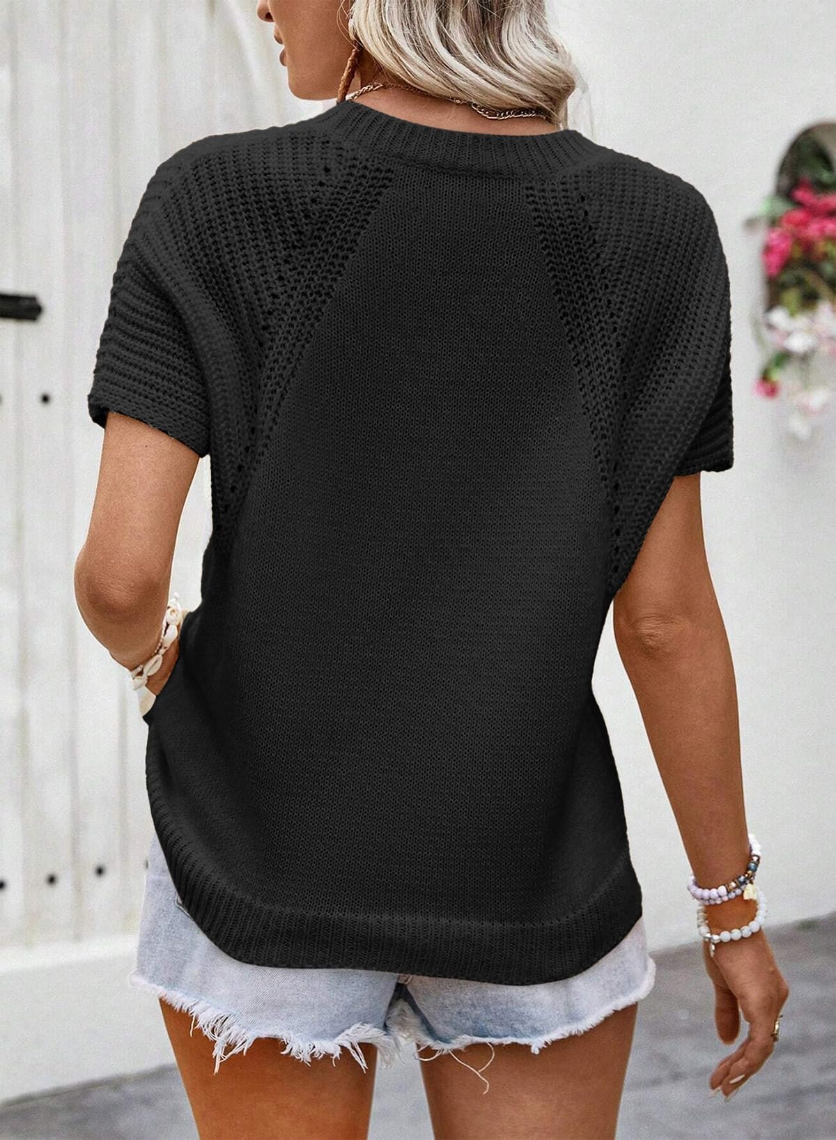 Foto 3 | Suéter De Punto Dokotoo Para Mujer, De Verano, Manga Corta, Hueco - Venta Internacional.