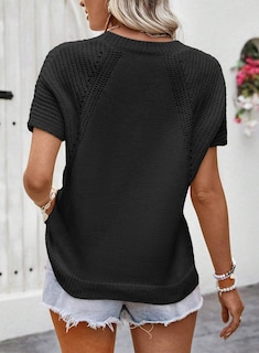 Foto 3 | Suéter De Punto Dokotoo Para Mujer, De Verano, Manga Corta, Hueco - Venta Internacional.