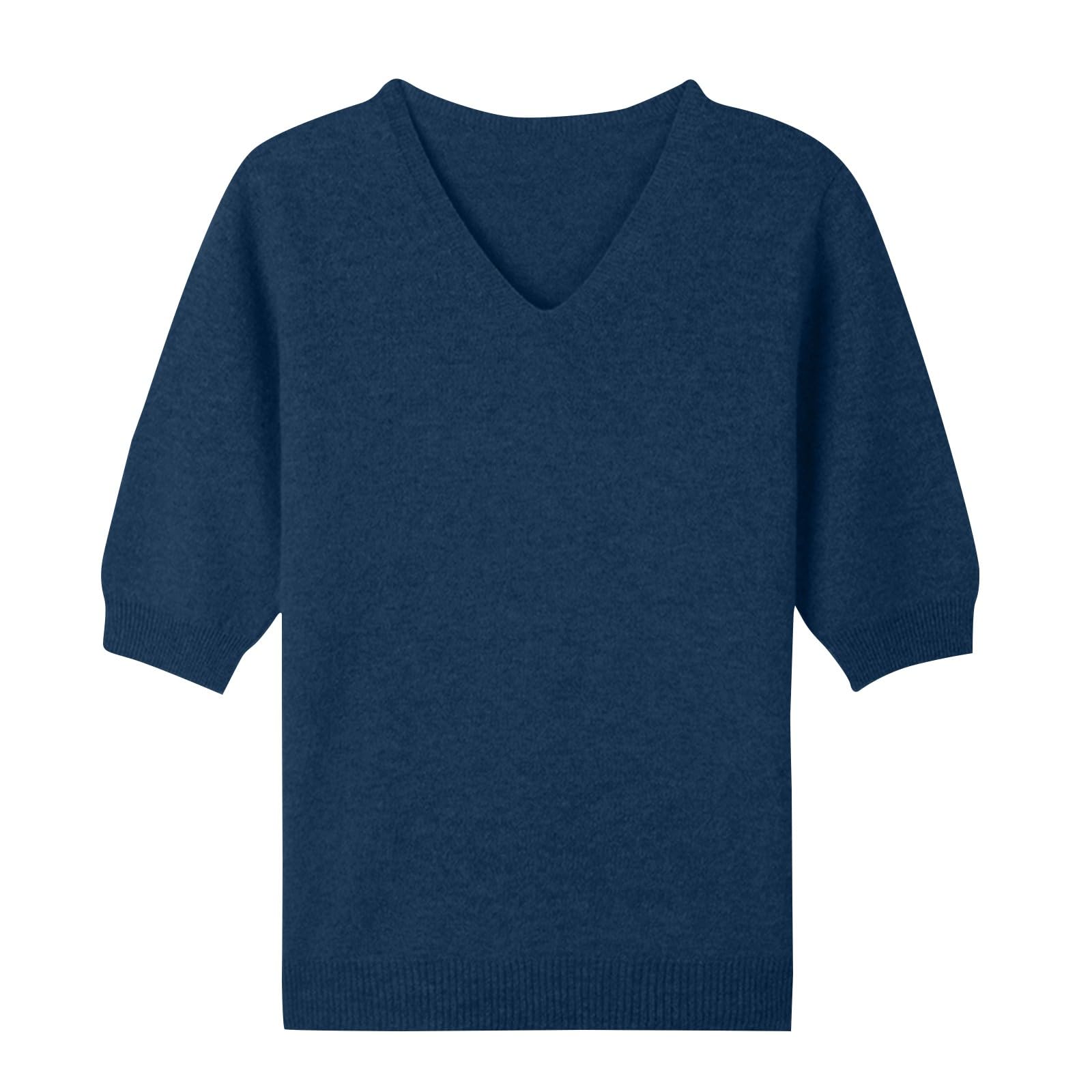 Foto 4 pulgar | Jersey De Cachemir Para Mujer, Manga Corta, Cuello En V, Color Morado, Talla S - Venta Internacional.