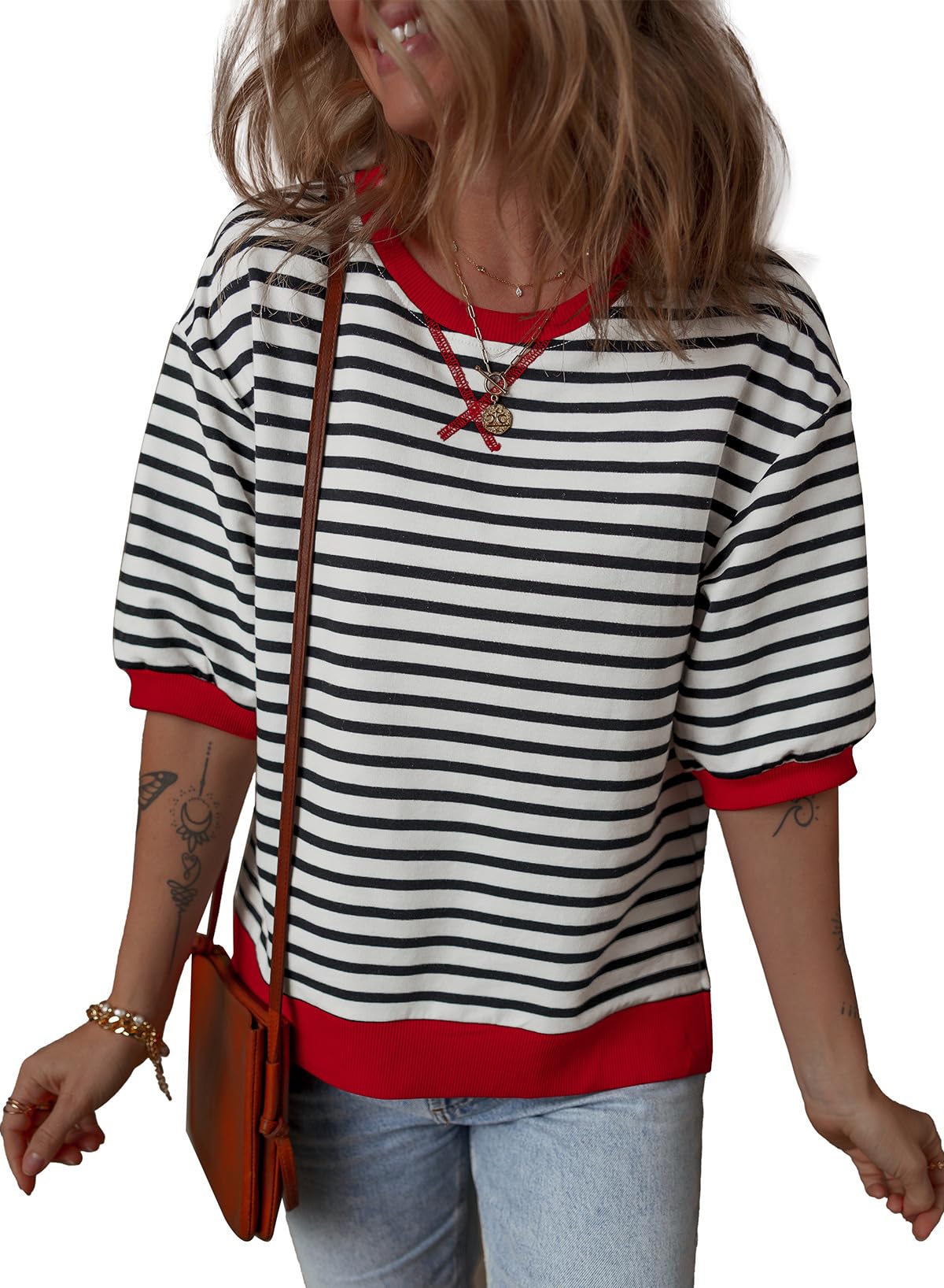 Jersey Dokotoo Casual De Punto Con Cuello Redondo Y Mangas 3/4 Para Mujer - Venta Internacional.