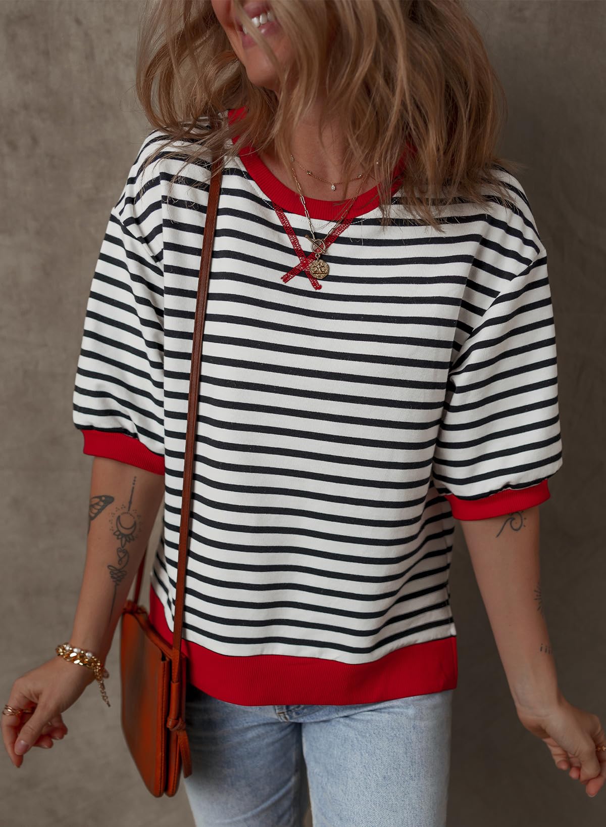 Foto 2 | Jersey Dokotoo Casual De Punto Con Cuello Redondo Y Mangas 3/4 Para Mujer - Venta Internacional.