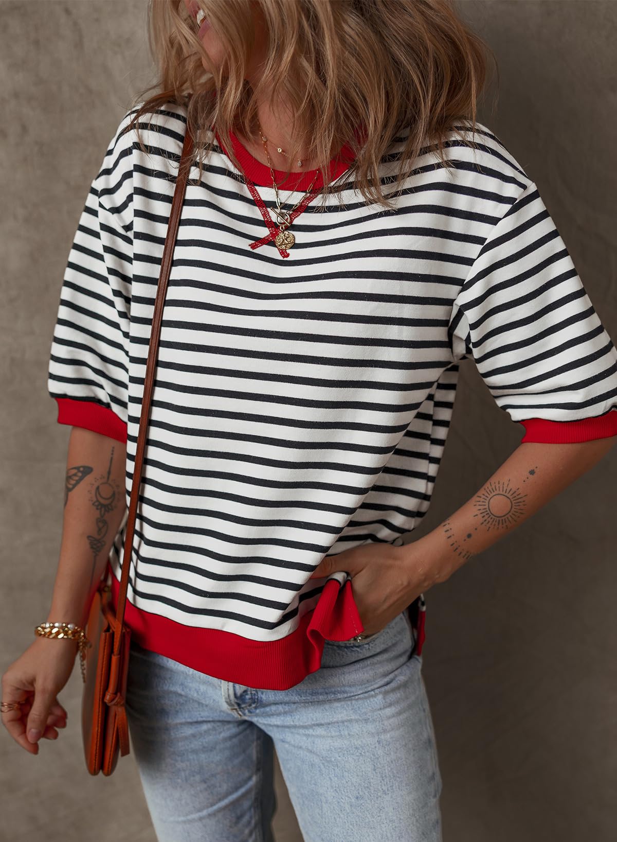 Foto 5 pulgar | Jersey Dokotoo Casual De Punto Con Cuello Redondo Y Mangas 3/4 Para Mujer - Venta Internacional.