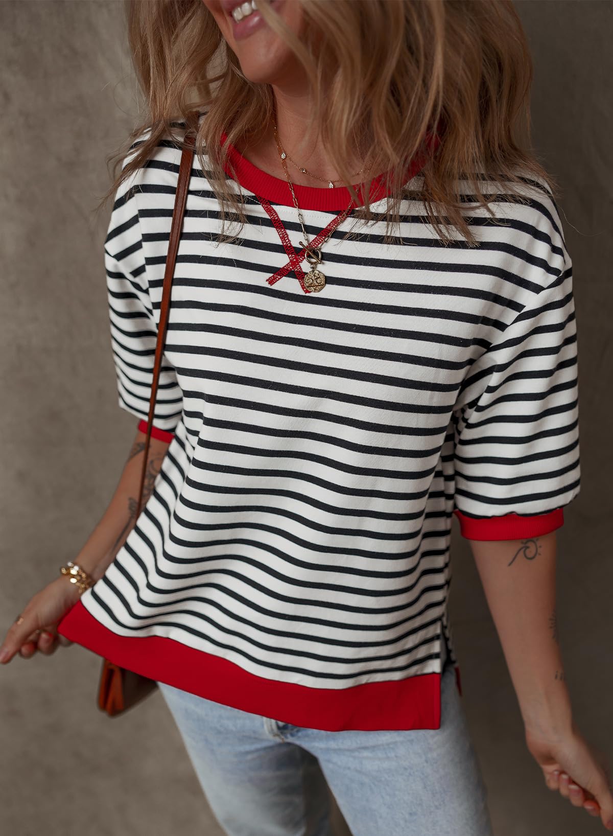 Foto 6 pulgar | Jersey Dokotoo Casual De Punto Con Cuello Redondo Y Mangas 3/4 Para Mujer - Venta Internacional.
