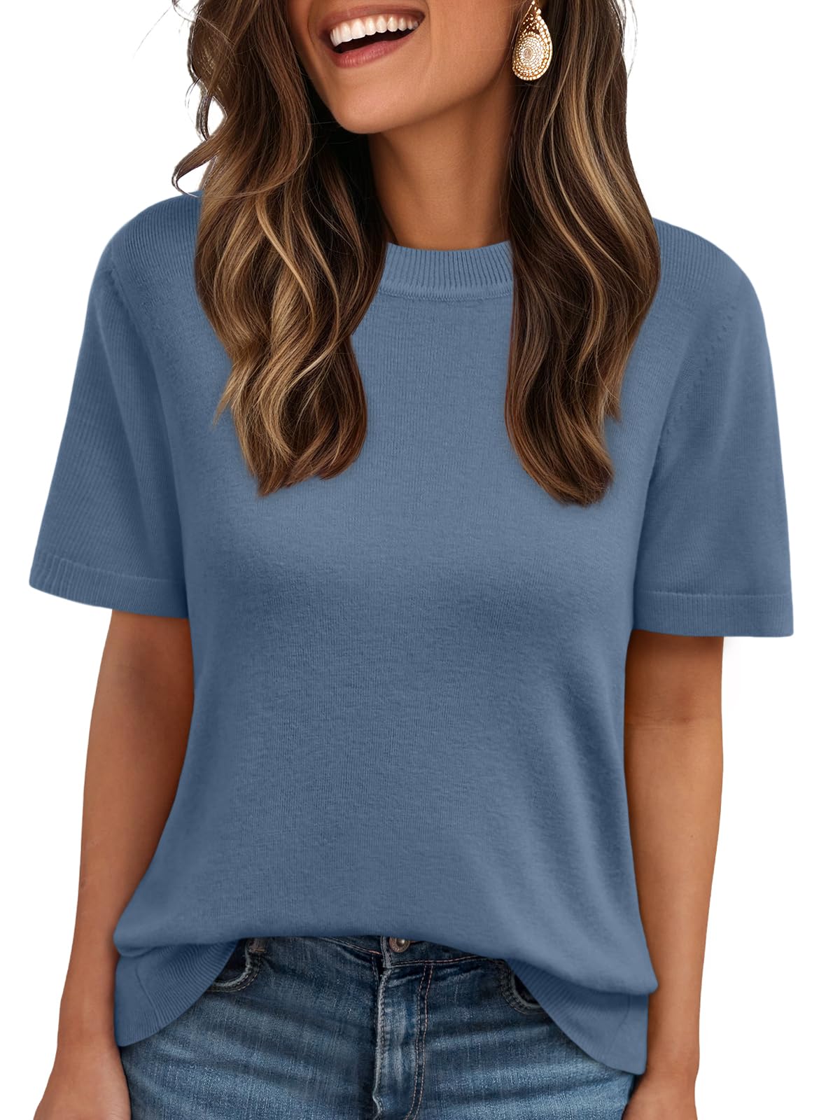 Jersey Lillusory Spring Manga Corta Para Mujer Azul - Venta Internacional.