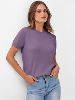 Foto 4 | Jersey Anrabess Para Mujer, Mezcla De Lana, Cuello Redondo Y Manga Corta - Venta Internacional.