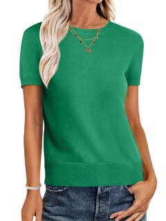 Foto 1 | Jersey Anrabess Para Mujer, Mezcla De Lana, Manga Corta, Verde, Talla M - Venta Internacional.