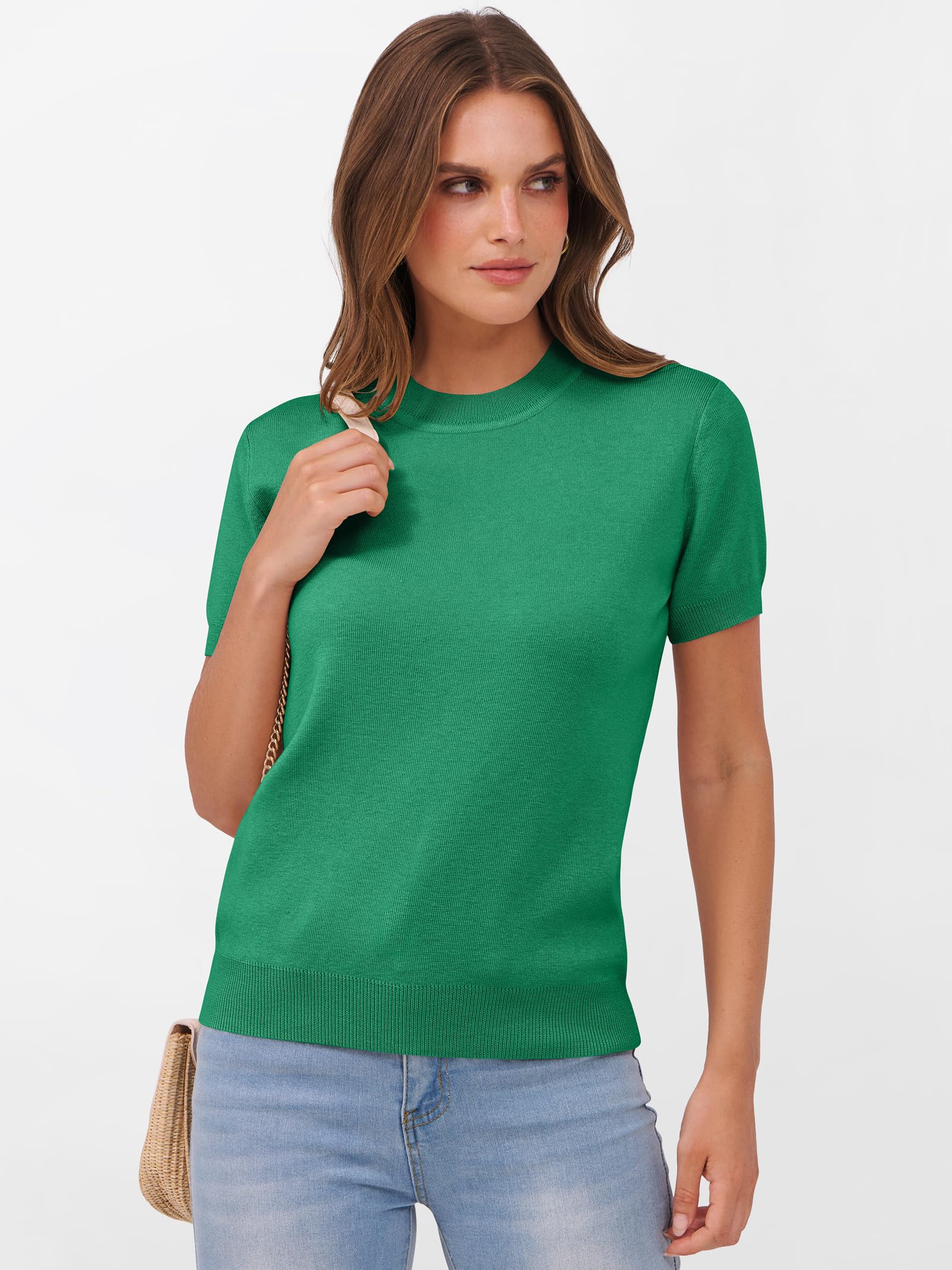 Foto 4 pulgar | Jersey Anrabess Para Mujer, Mezcla De Lana, Manga Corta, Verde, Talla M - Venta Internacional.