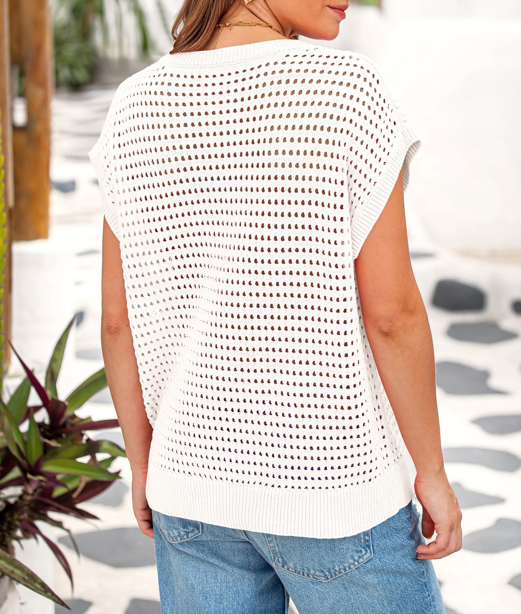 Foto 3 pulgar | Top Prettygarden Para Mujer, Primavera-verano, Tejido A Ganchillo Blanco Y Algodón - Venta Internacional.