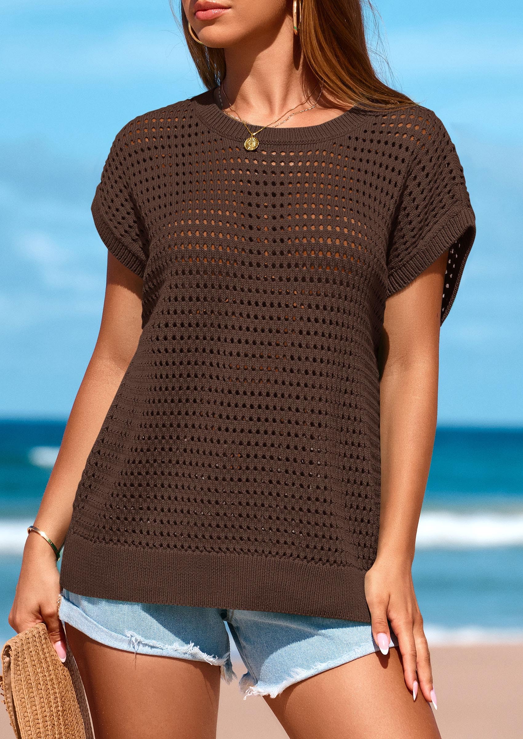 Foto 4 pulgar | Top Prettygarden Con Mangas De Ganchillo Para Mujer, Primavera-verano - Venta Internacional.