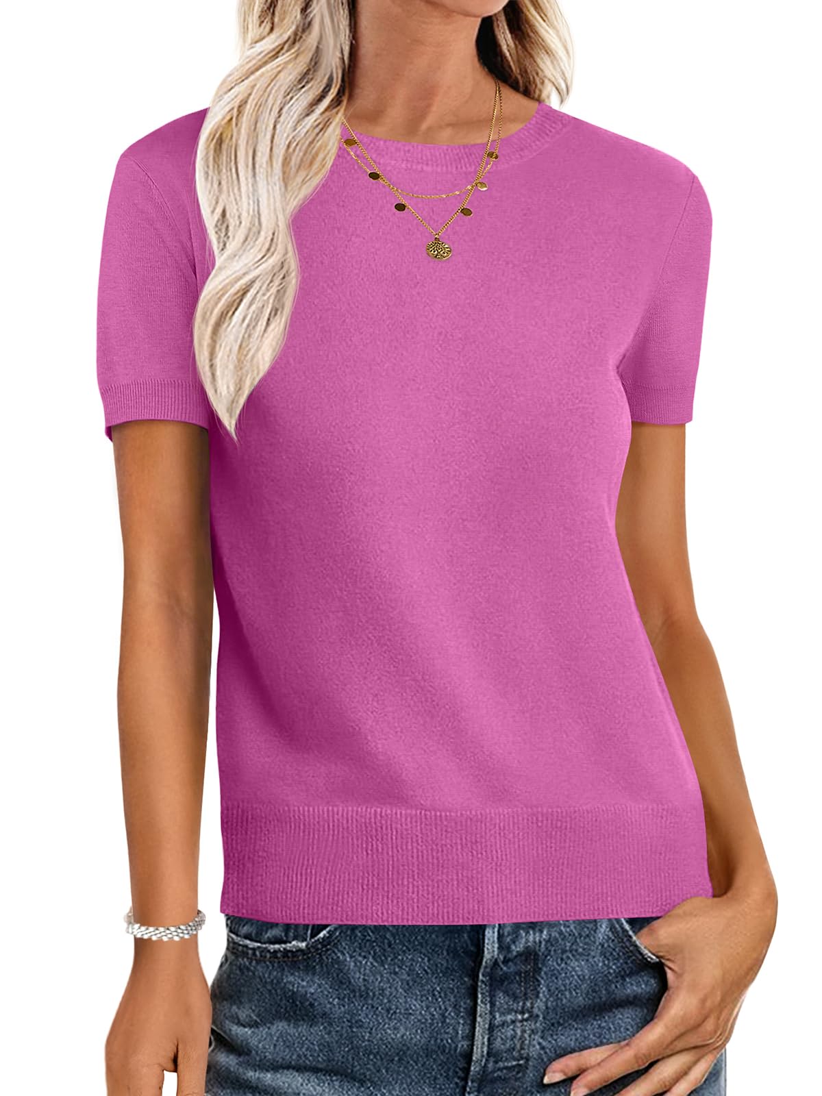 Foto 2 pulgar | Jersey Anrabess Para Mujer, Mezcla De Lana, Cuello Redondo Y Manga Corta - Venta Internacional.