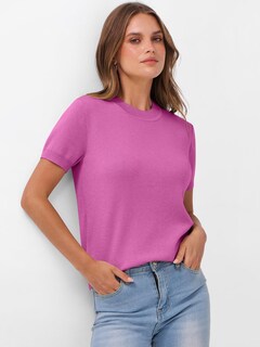 Foto 4 | Jersey Anrabess Para Mujer, Mezcla De Lana, Cuello Redondo Y Manga Corta - Venta Internacional.