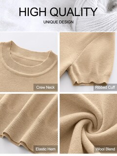 Foto 7 | Jersey Anrabess Para Mujer, Manga Corta, Mezcla De Lana, Color Caqui, Talla L - Venta Internacional.