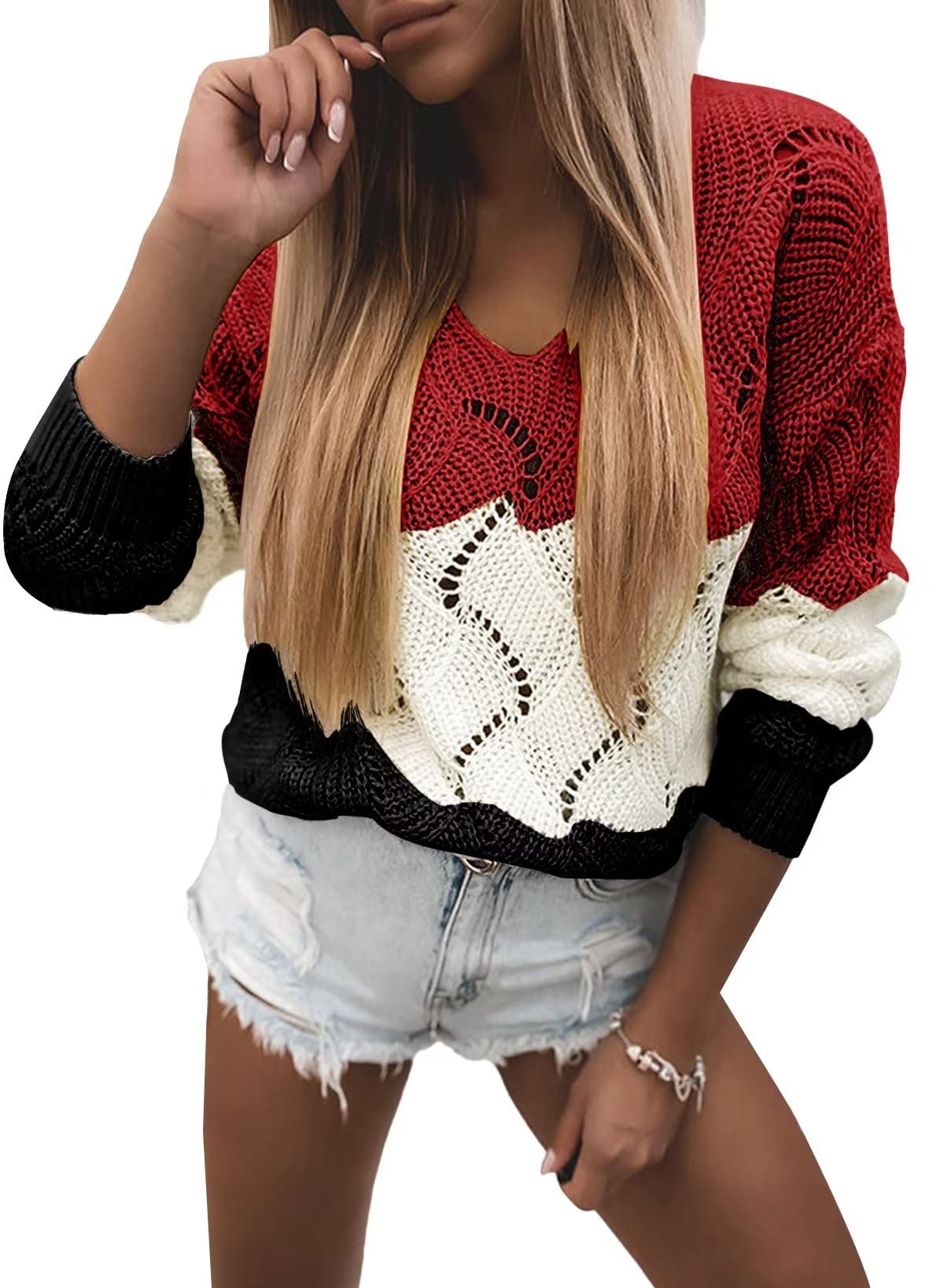 Foto 2 pulgar | Suéter Dokotoo Para Mujer, Casual, Holgado, Rojo, Xl - Venta Internacional.