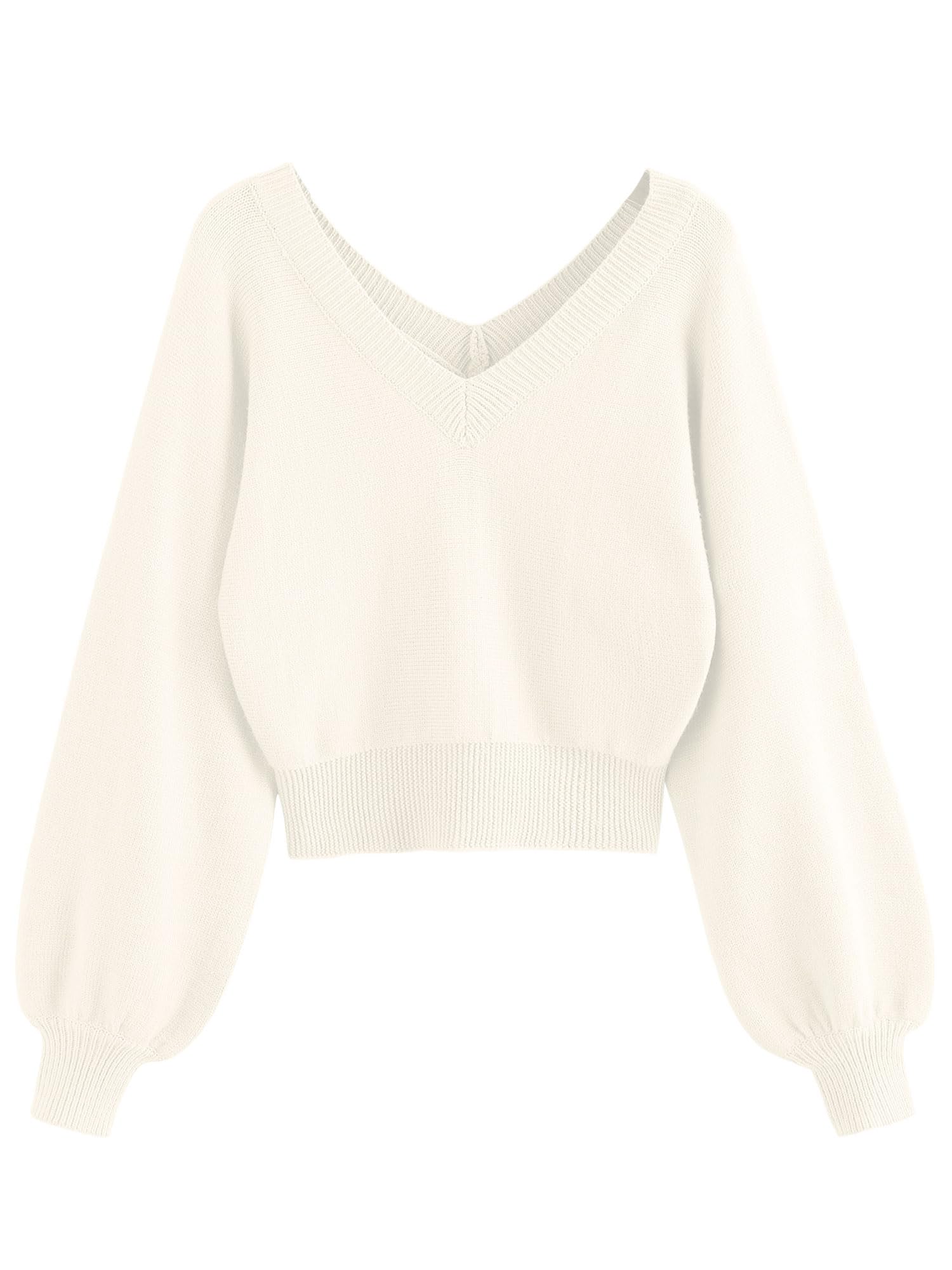 Foto 2 pulgar | Jersey Zaful Para Mujer Con Cuello En V Corto Y Manga Larga Blanco Xl - Venta Internacional.