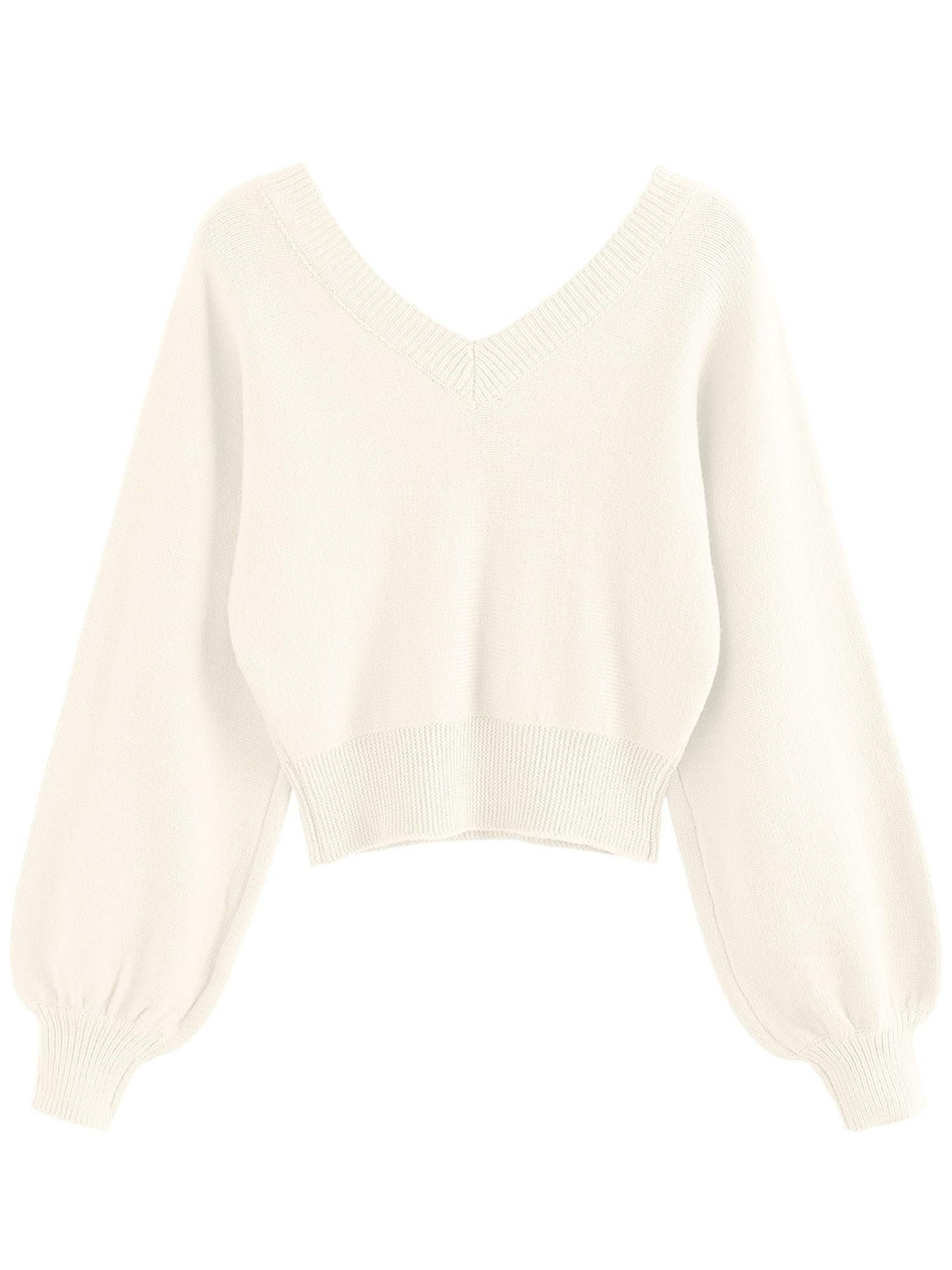 Foto 3 pulgar | Jersey Zaful Para Mujer Con Cuello En V Corto Y Manga Larga Blanco Xl - Venta Internacional.