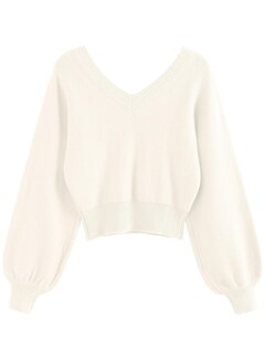 Foto 2 | Jersey Zaful Para Mujer Con Cuello En V Corto Y Manga Larga Blanco Xl - Venta Internacional.