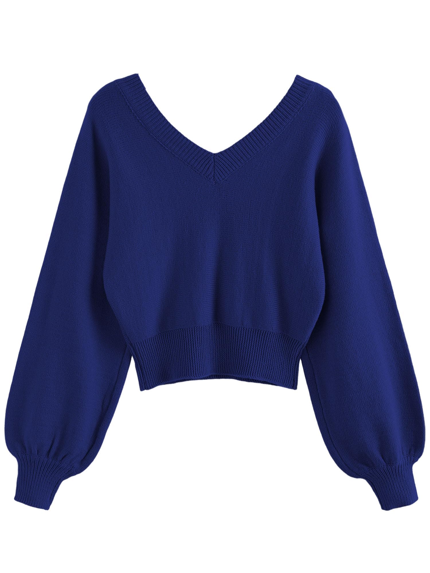 Foto 3 pulgar | Jersey Corto Zaful Con Cuello En V De Manga Larga Para Mujer - Venta Internacional.