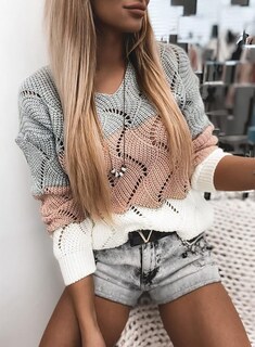 Foto 3 | Jersey Dokotoo Con Cuello En V Para Mujer Color Block Pink Talla M - Venta Internacional.