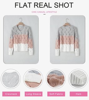 Foto 5 | Jersey Dokotoo Con Cuello En V Para Mujer Color Block Pink Talla M - Venta Internacional.