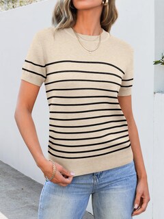 Foto 2 | Jersey Anrabess Para Mujer, Manga Corta, Mezcla De Lana, Color Beige, Talla M - Venta Internacional.
