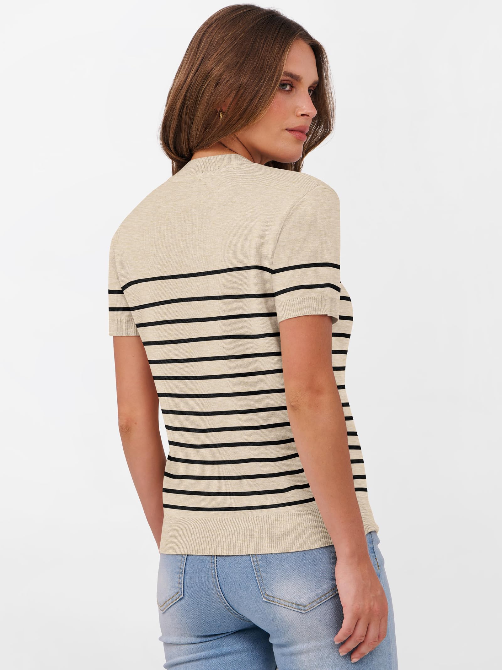 Foto 7 pulgar | Jersey Anrabess Para Mujer, Manga Corta, Mezcla De Lana, Color Beige, Talla M - Venta Internacional.