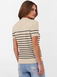 Foto 6 | Jersey Anrabess Para Mujer, Manga Corta, Mezcla De Lana, Color Beige, Talla M - Venta Internacional.