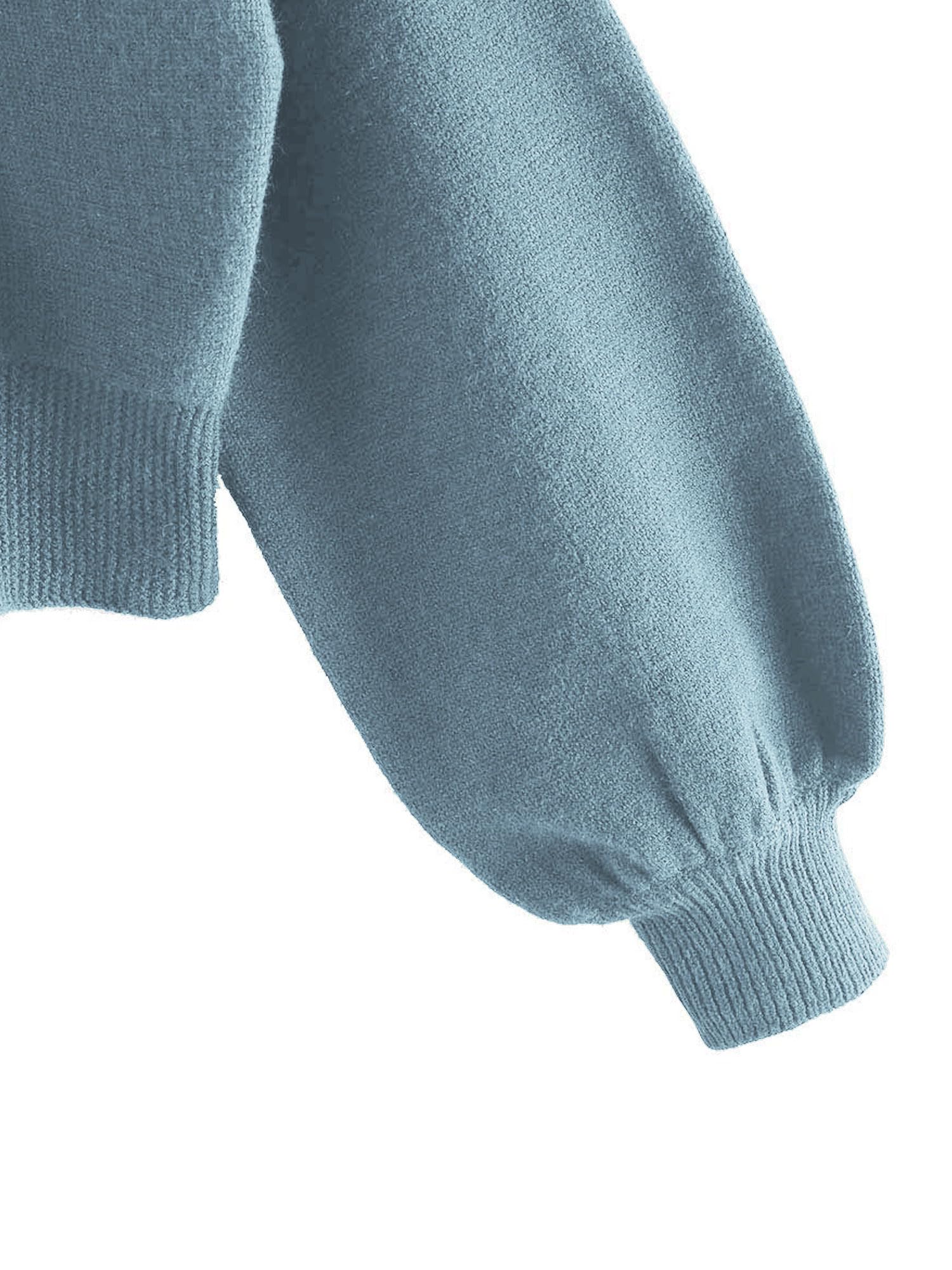 Foto 5 pulgar | Jersey Corto Zaful Con Cuello En V De Manga Larga Para Mujeres - Azul - Venta Internacional.