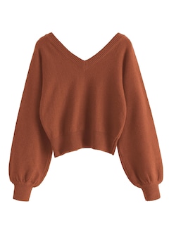 Foto 1 | Jersey Zaful Para Mujer, Cuello En V, Manga Larga, Rojo Ladrillo, Xl - Venta Internacional.
