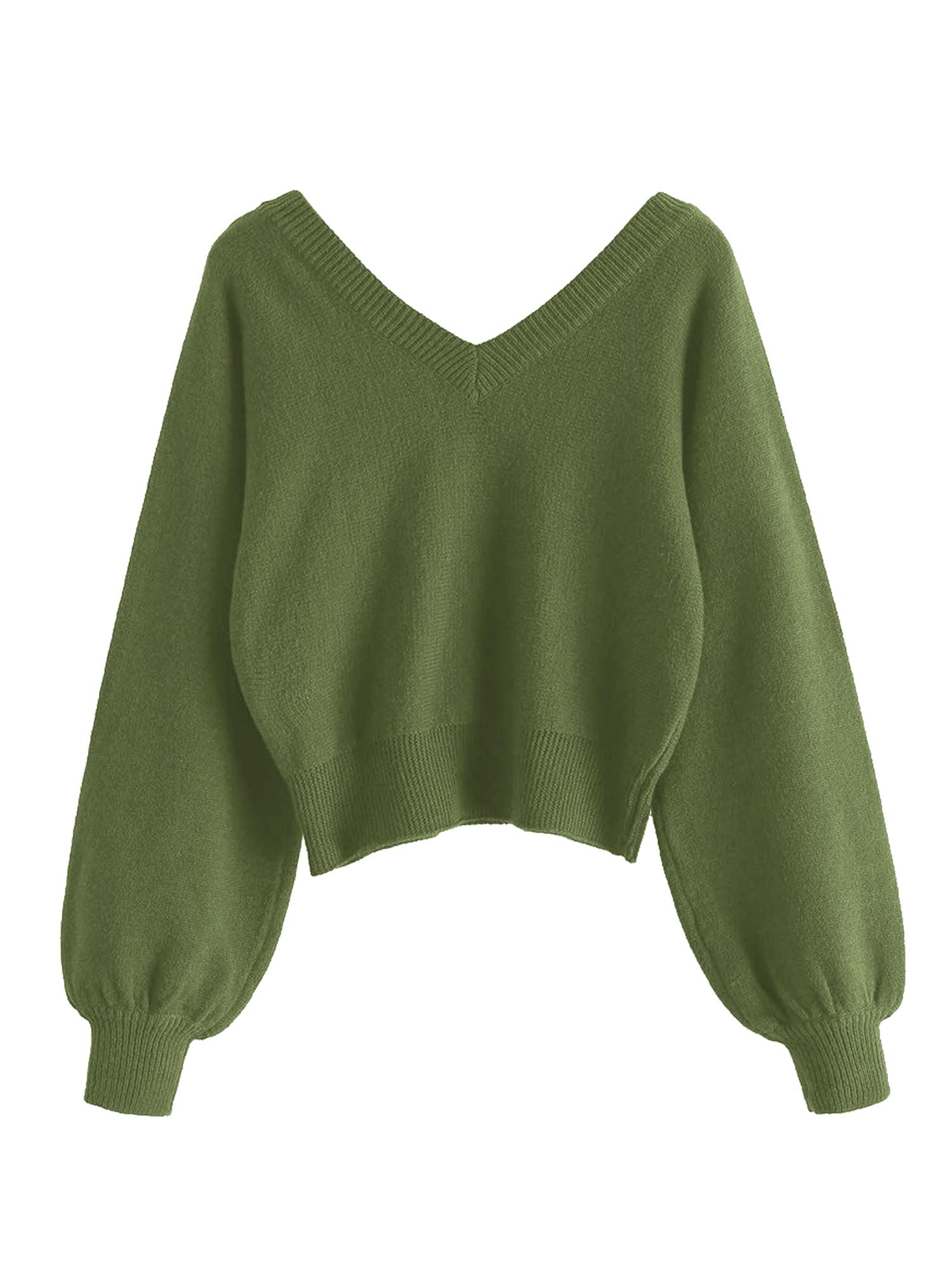 Foto 3 pulgar | Jersey Zaful Para Mujer Con Cuello En V Corto Y Manga Larga, Color Verde Claro - Venta Internacional.