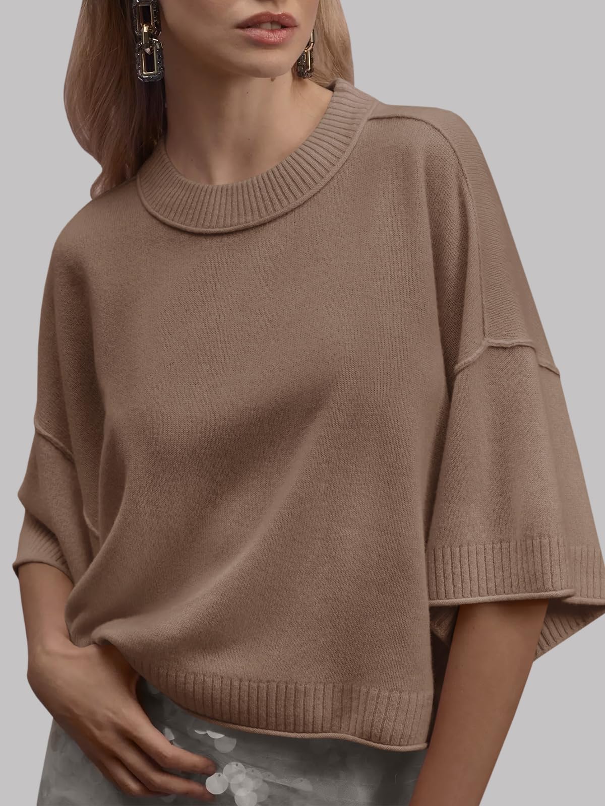 Foto 2 | Jersey Saodimallsu De Punto Extragrande De Manga Corta Para Mujer - Venta Internacional.