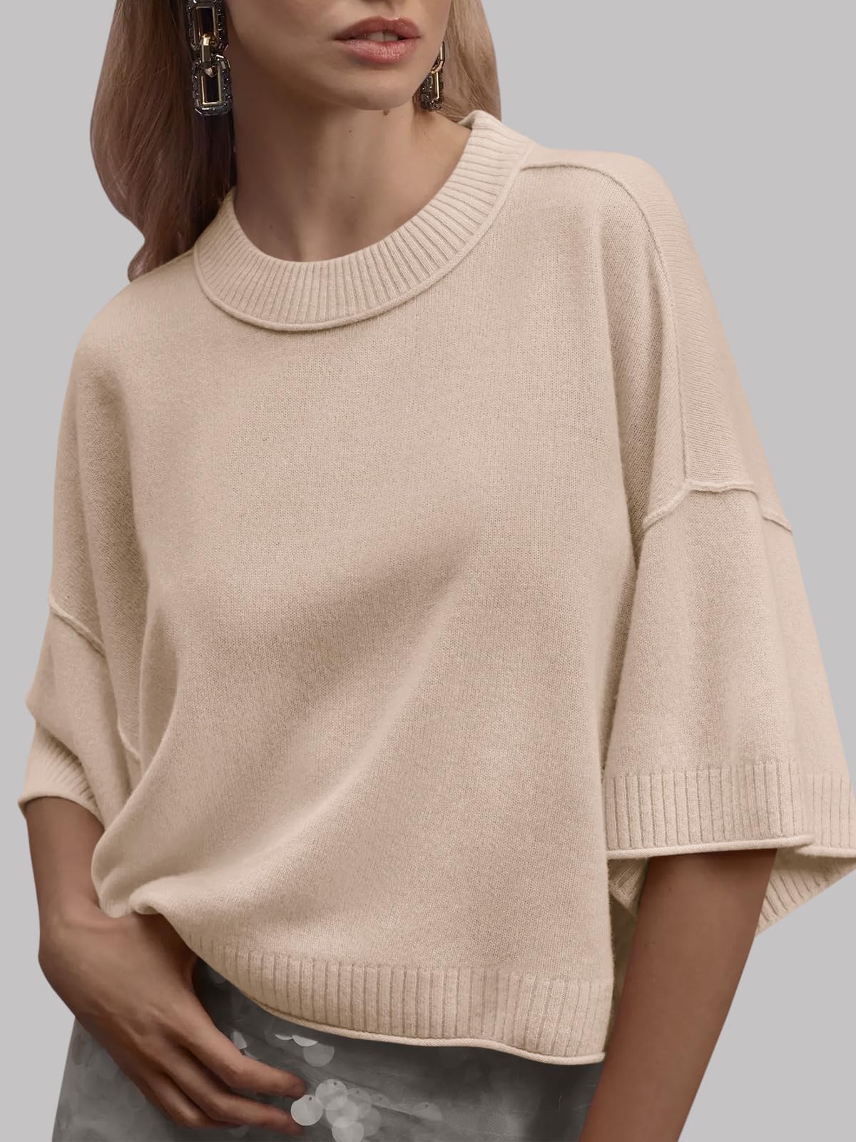Foto 2 | Jersey Saodimallsu De Punto Extragrande De Manga Corta Para Mujer - Venta Internacional.
