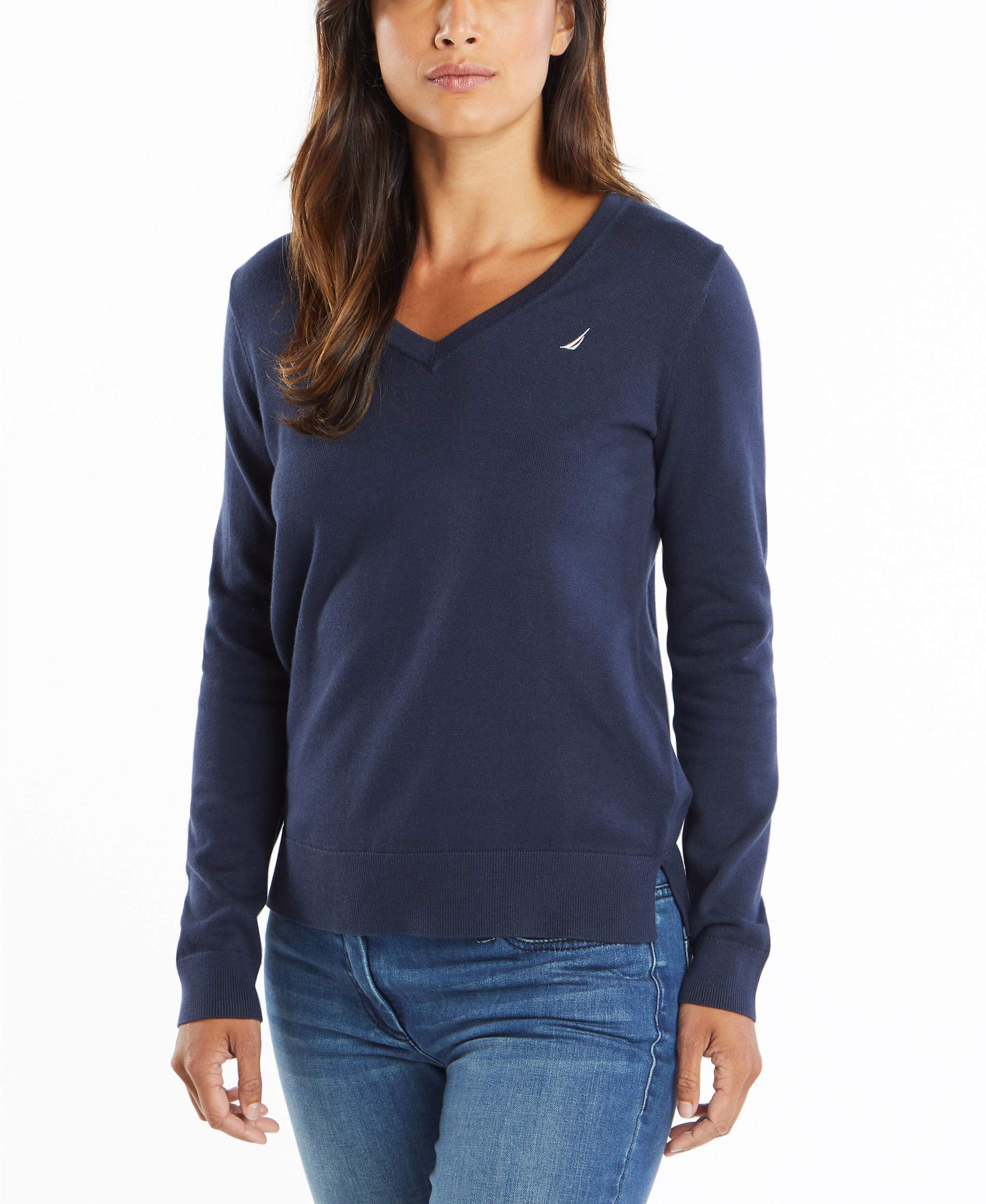 Foto 2 pulgar | Jersey Nautica Para Mujer, Sin Esfuerzo, Clase J, Cuello En V, Azul Marino - Venta Internacional.