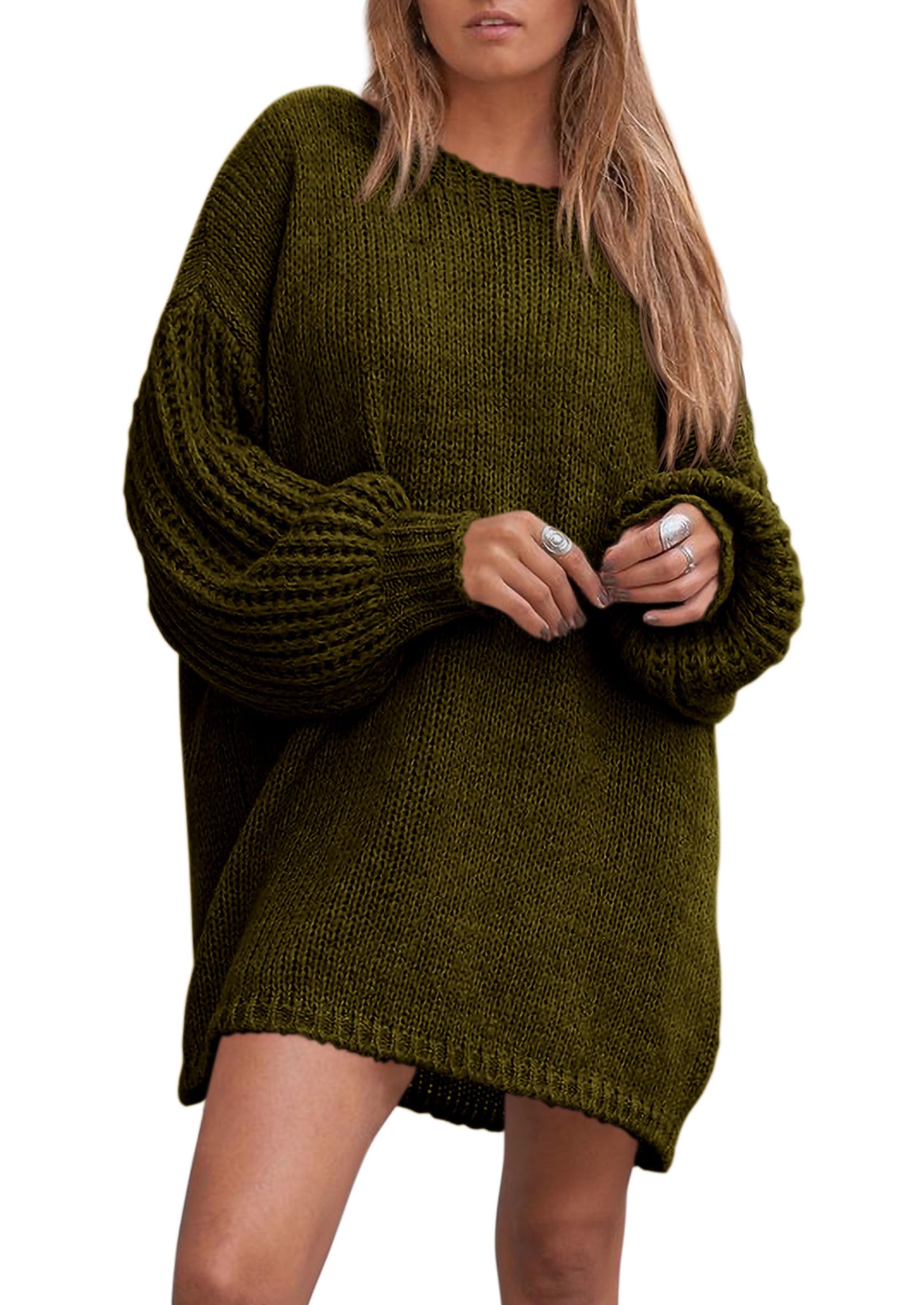 Vestido Tipo Suéter Prettygarden Para Mujer 2024 Winter Army Green - Venta Internacional.