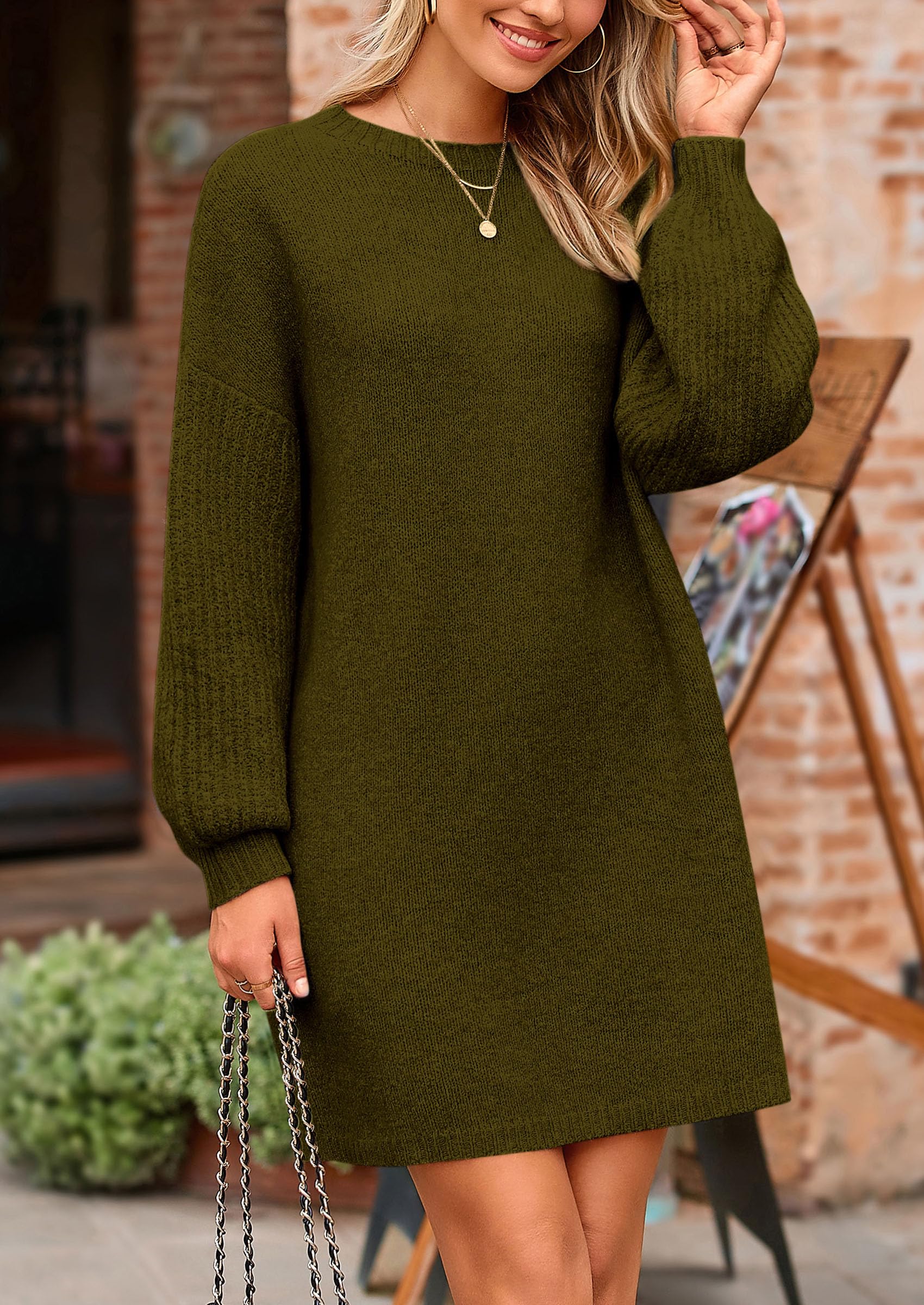 Foto 4 pulgar | Vestido Tipo Suéter Prettygarden Para Mujer 2024 Winter Army Green - Venta Internacional.