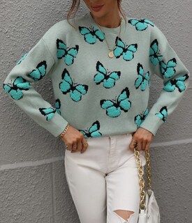 Foto 2 | Jersey Junboon Para Mujer Con Cuello Redondo Y Manga Larga Estampado - Venta Internacional.