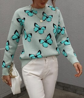 Foto 3 | Jersey Junboon Para Mujer Con Cuello Redondo Y Manga Larga Estampado - Venta Internacional.