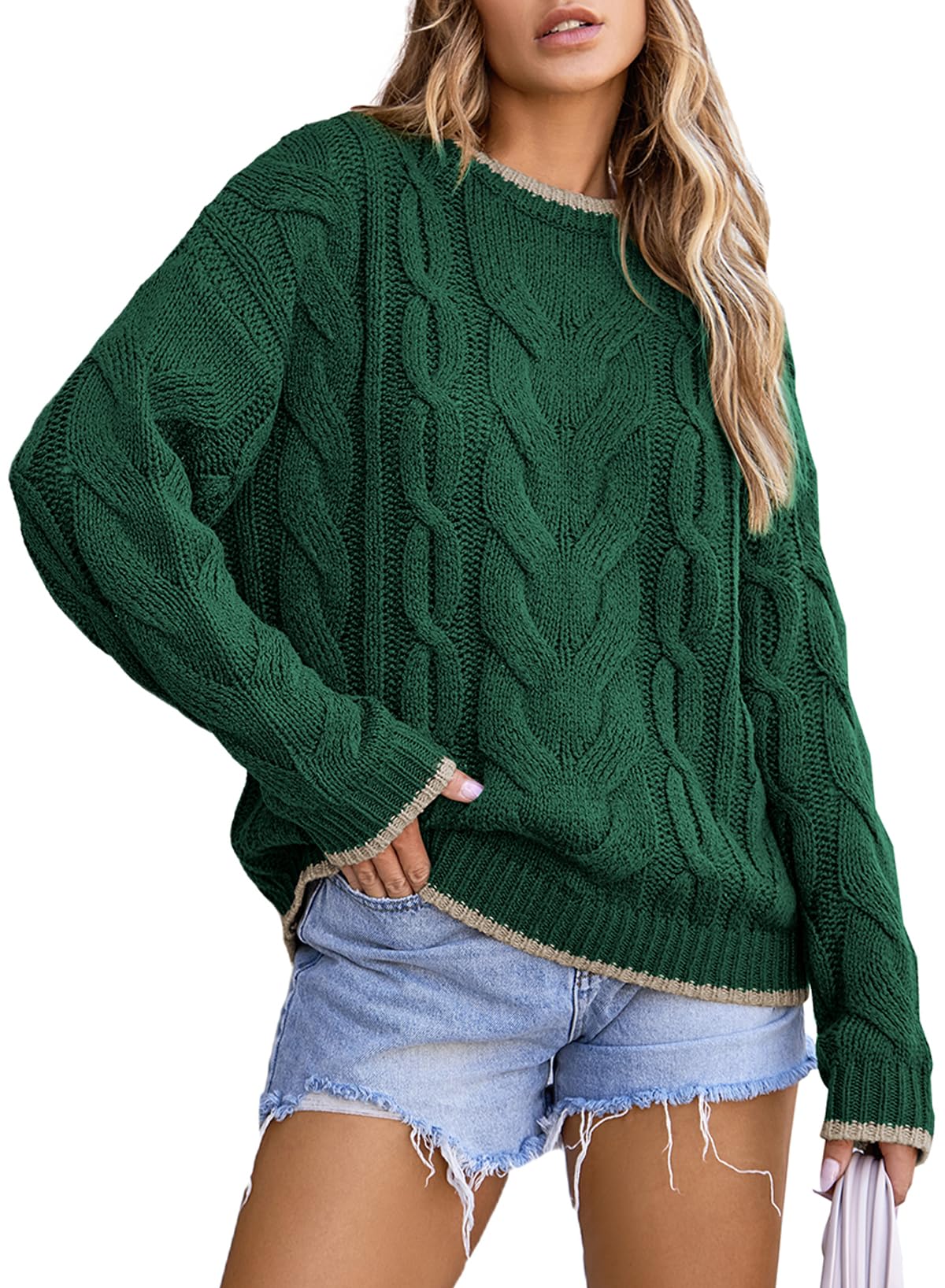 Foto 2 pulgar | Suéteres Evaless Trendy Con Cuello Redondo En Bloque De Color Para Mujer - Venta Internacional.