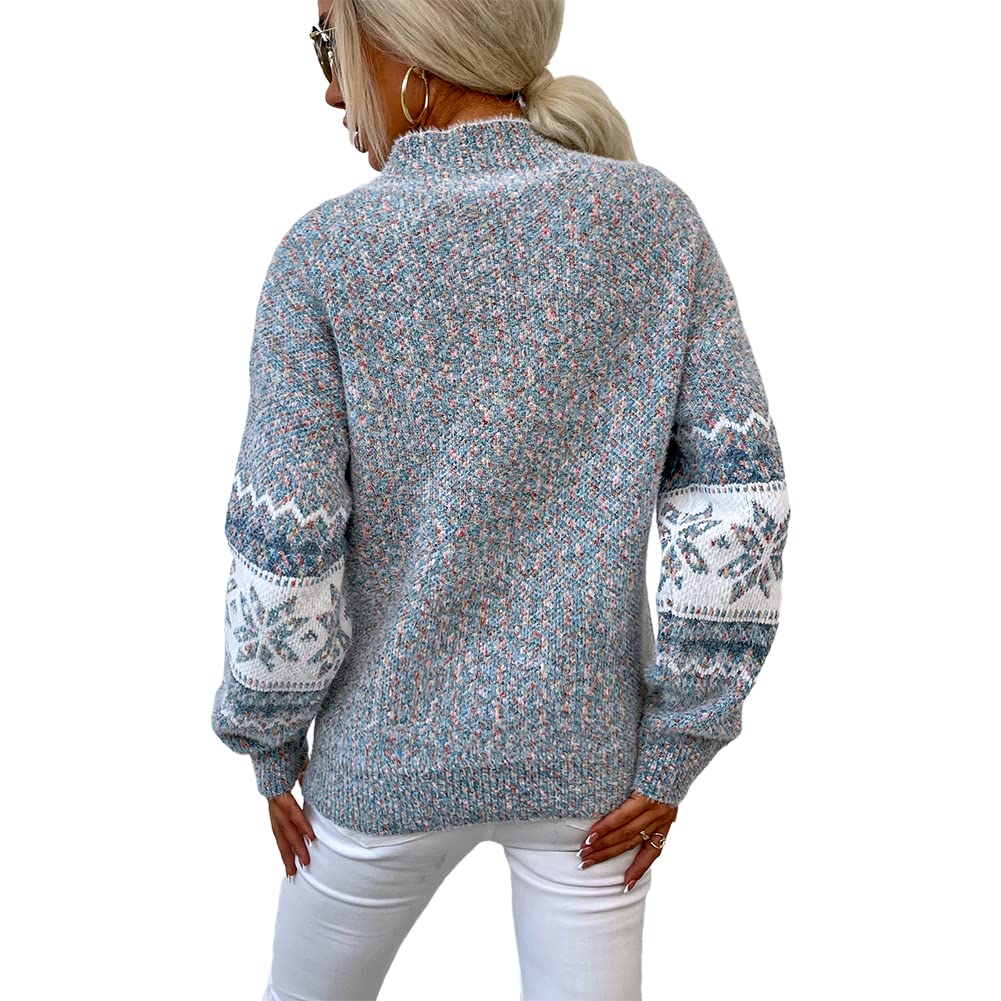 Foto 5 pulgar | Jersey Junboon Para Mujer Con Cuello Redondo Y Manga Larga Con Estampado De Copos De Nieve - Venta Internacional.